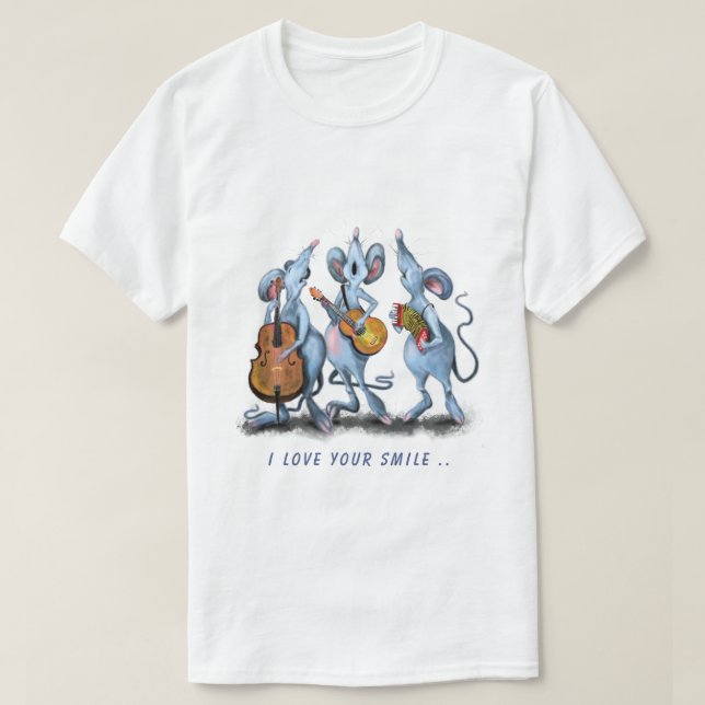 T-shirt drôle avec bande de musique souris - texte (Design devant)