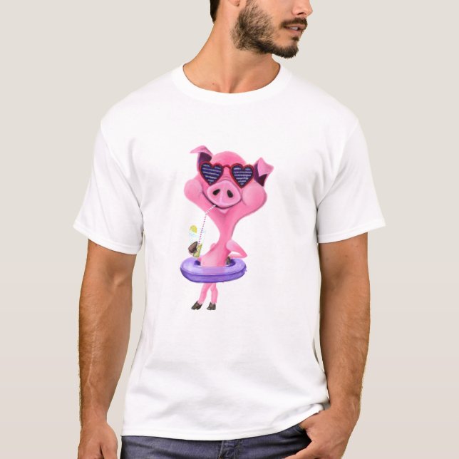 T-shirt drôle avec cochon de fête (Devant)