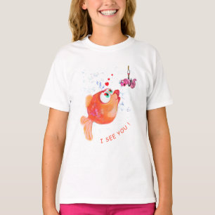 T-shirt drôle avec du poisson et du ver Texte - Vo