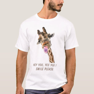 T-shirt drôle avec Giraffe joueuse - Texte personn