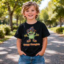 T-shirt drôle avec grenouille et pensées sautillan