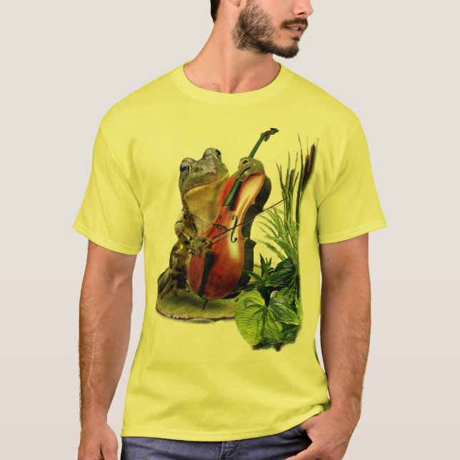 T-shirt drôle avec la grenouille jouant le (Devant)