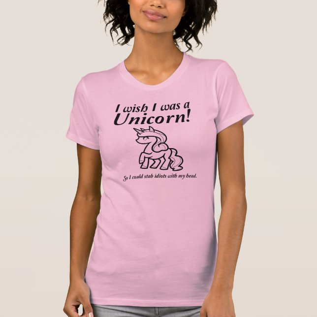 T-shirt drôle avec licorne poignardée (Devant)