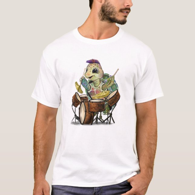 T-shirt drôle avec tambour tortue (Devant)