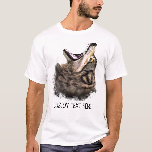 T-shirt drôle avec texte et loup personnalisés (Devant)