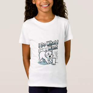 T-shirt drôle avec un chat blanc “Je fais ce que j