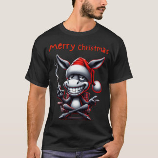 T-shirt Drôle Avec Un Drôle Crazy Reindeer De Noël Dans Un