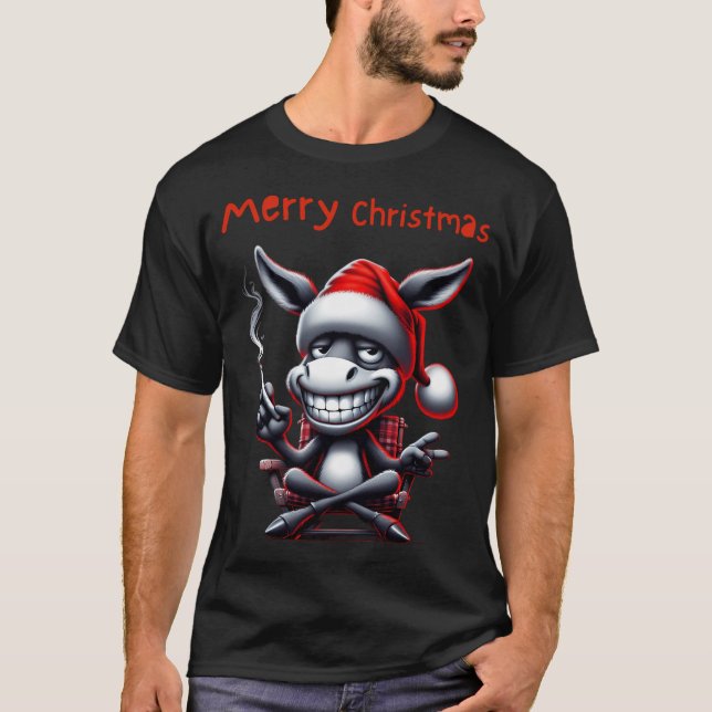 T-shirt Drôle Avec Un Drôle Crazy Reindeer De Noël Dans Un (Devant)