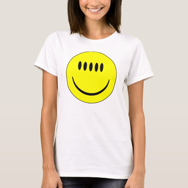 T-Shirt Drôle avec un Visage à Cinq Yeux (Devant)