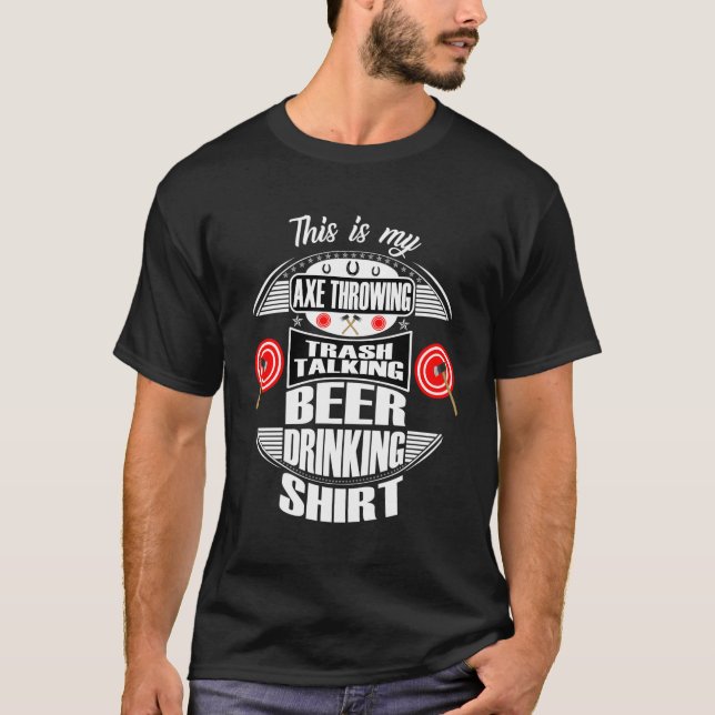 T-shirt Drôle Ax Throwing Bière Boire Design Stress Rel (Devant)
