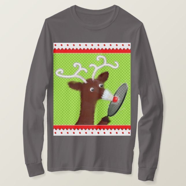 T-shirt Drôle Badminton de Noël (Design devant)