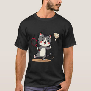 T-shirt Drôle Badminton mignon Chat Racket Shutette Hommes