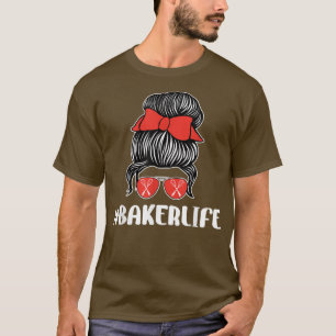 T-shirt Drôle Baker Life Baking Lunettes de soleil Bow Whi