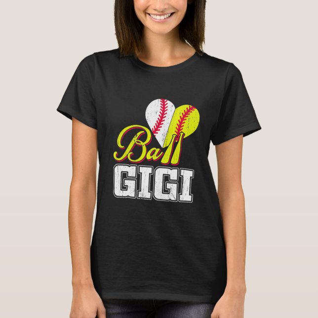 T-shirt Drôle Ball Gigi Softball Baseball Femmes Drôle (Devant)