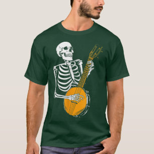 T-shirt Drôle Banjo Lover Skeleton Jouer Banjo Halloween