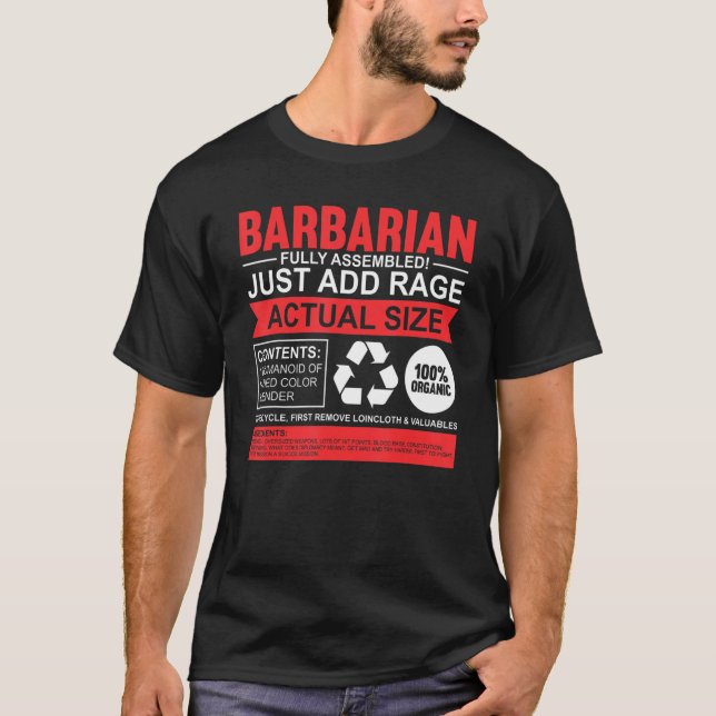 T-shirt Drôle barbare amusant Jouer RPG Élément Dice Joueu (Devant)