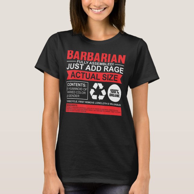 T-shirt Drôle barbare amusant Jouer RPG Élément Dice Joueu (Devant)