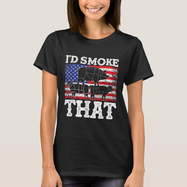 T-shirt Drôle Barbecue Id Fumer que Patriotic Grillmaster (Devant)