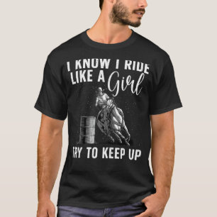 T-shirt Drôle Barrel Racing Art Girls Femmes Horse Racing 