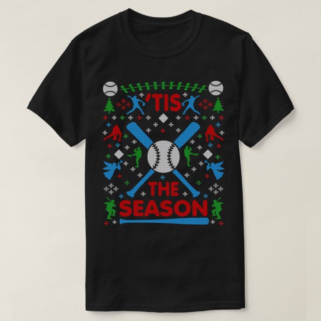 T-shirt Drôle Baseball Tis the Season horrible Christmas S (Design devant)