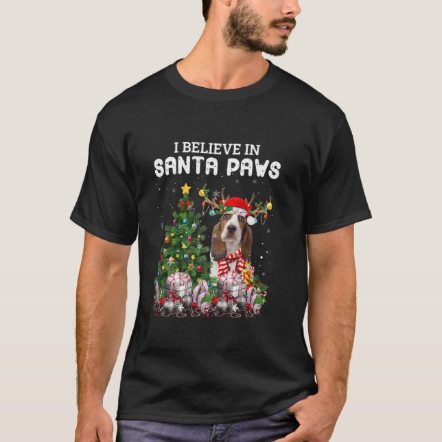 T-shirt Drôle Basset Hound Chien de Noël Arbre de Noël Pa (Devant)