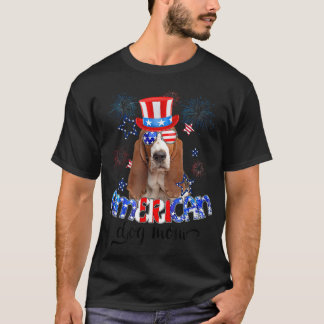 T-shirt Drôle Basset Hound Portant des lunettes de soleil