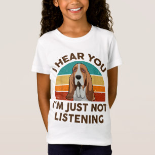 T-Shirt Drôle Basset Hound Retro Je vous entends Je ne sui