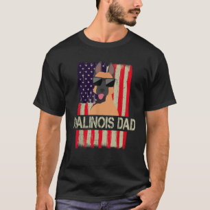 T-shirt Drôle Belge Malinois Papa Américain Drapeau 4ème D