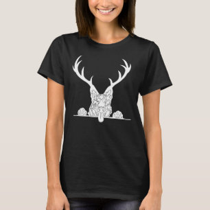 T-shirt Drôle Berger Allemand Chien de Noël Reindeer Antle