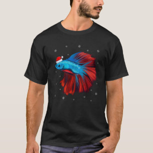 T-shirt Drôle Betta Poisson Xmas Éclairage Reindeer Casque