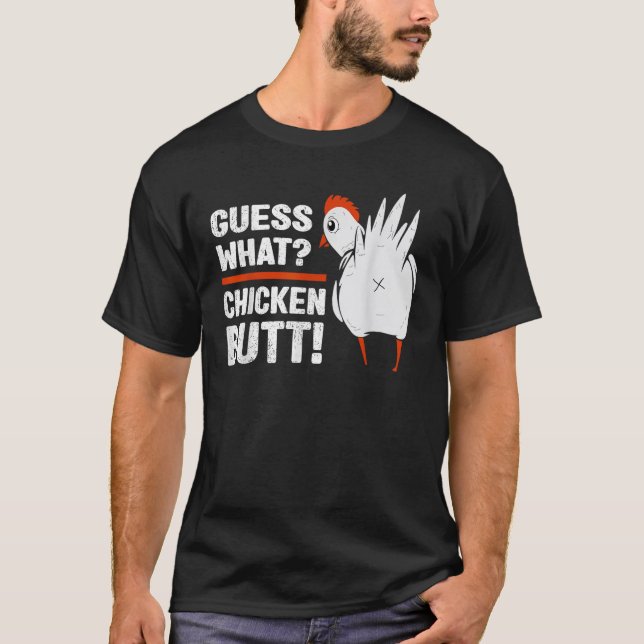 T-shirt Drôle Beurre De Poulet Devinez Quel Design Blanc D (Devant)