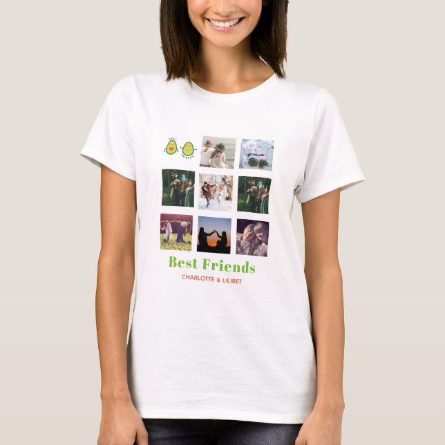 T-shirt Drôle BFF PHOTO COLLAGE Cadeau personnalisé AVOCAD (Devant)