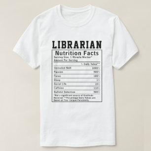T-shirt Drôle Bibliothécaire Valeur nutritive Personnel em