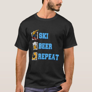 T-shirt Drôle Bière de Ski Répéter Ski Hiver Ski Snowboard