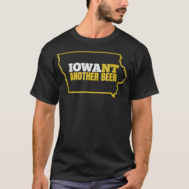 T-shirt Drôle Bière Iowa Distressed Iowa State Map (2) (Devant)