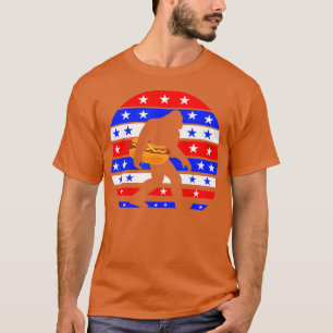 T-shirt Drôle Big Foot Hot Dog américain Drapeau