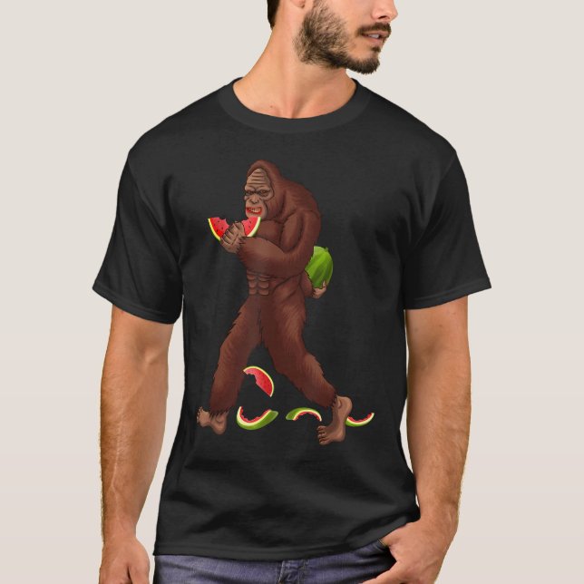 T-shirt Drôle Bigfoot Amp Tranche de Pastèque Été (Devant)