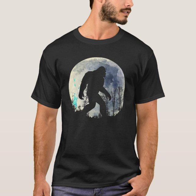 T-shirt drôle bigfoot sasquatatch pleine lune T Shirt (Devant)
