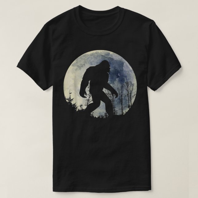 T-shirt drôle bigfoot sasquatch pleine lune  (Design devant)