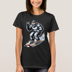 T-shirt Drôle Bigfoot Ski Ski Winter Sport Snowboardeur