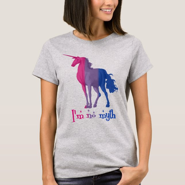 T-shirt Drôle Bisexuel couleurs Unicorne "I'm No Myth" (Devant)