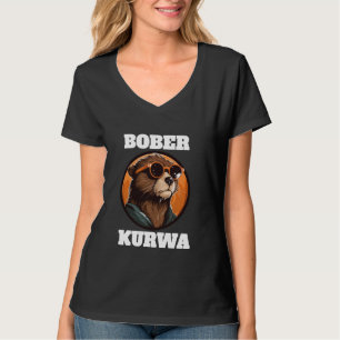 T-shirt Drôle Bober Bobr Bóbr Castor Kurwa Mème Drôle Rétr