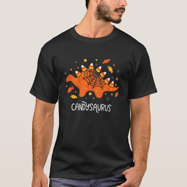 T-shirt Drôle Bonbons Corn Candy Saurus Dinosaur Halloween (Devant)
