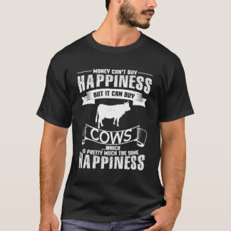 T-shirt Drôle Bonheur Vache L'Argent Peut Acheter Vaches M