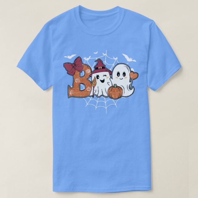 T-shirt Drôle Boo Halloween Costume Citrouille Fantôme (Design devant)