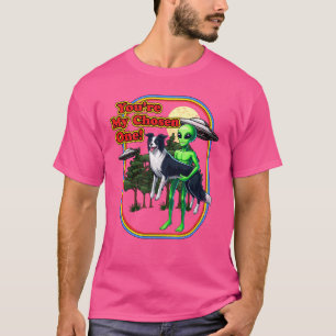T-shirt Drôle Bordure Collie Alien Vous êtes choisi Un OVN