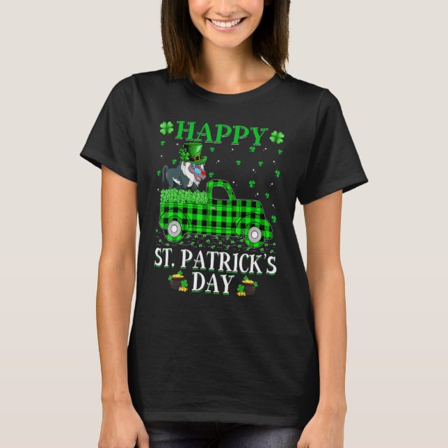 T-shirt Drôle Buffalo Plaid Camion Vert Baboon St Patrick (Devant)