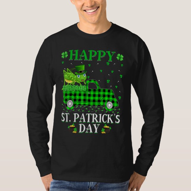 T-shirt Drôle Buffalo Plaid Camion vert Grasshopper St Pat (Devant)
