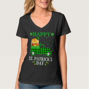 T-shirt Drôle Buffalo Plaid Green Truck Burger St Patrick