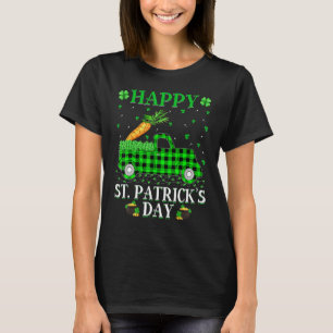 T-shirt Drôle Buffalo Plaid Green Truck Carrot St Patrick